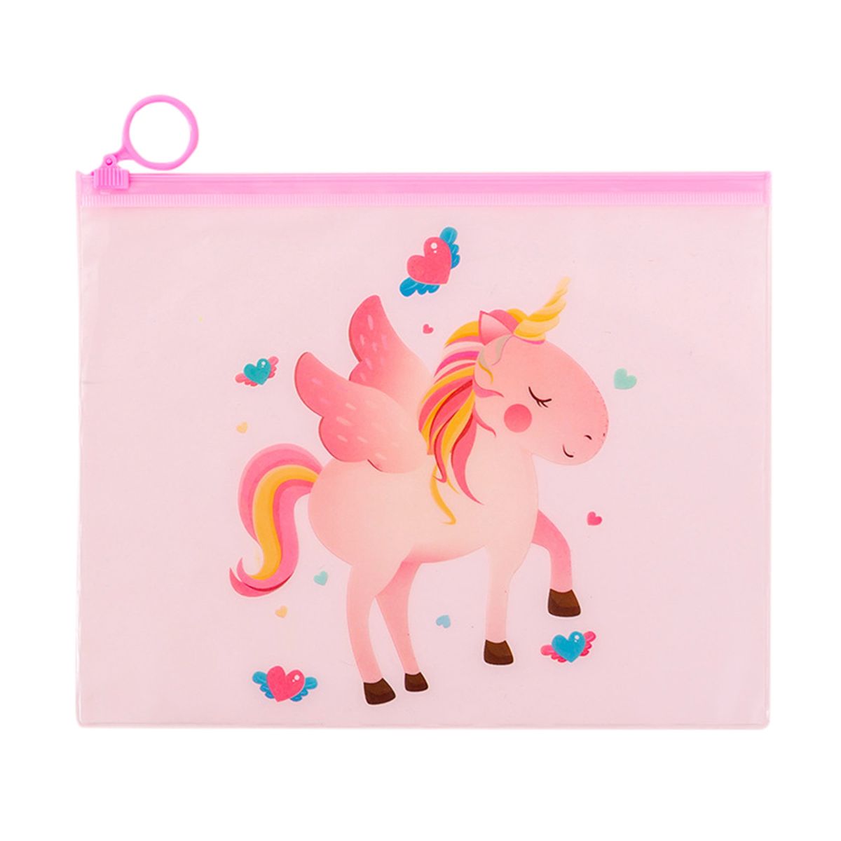 1PC Zipper File Bag Unicorn-Pattern Stationery Bag Storage