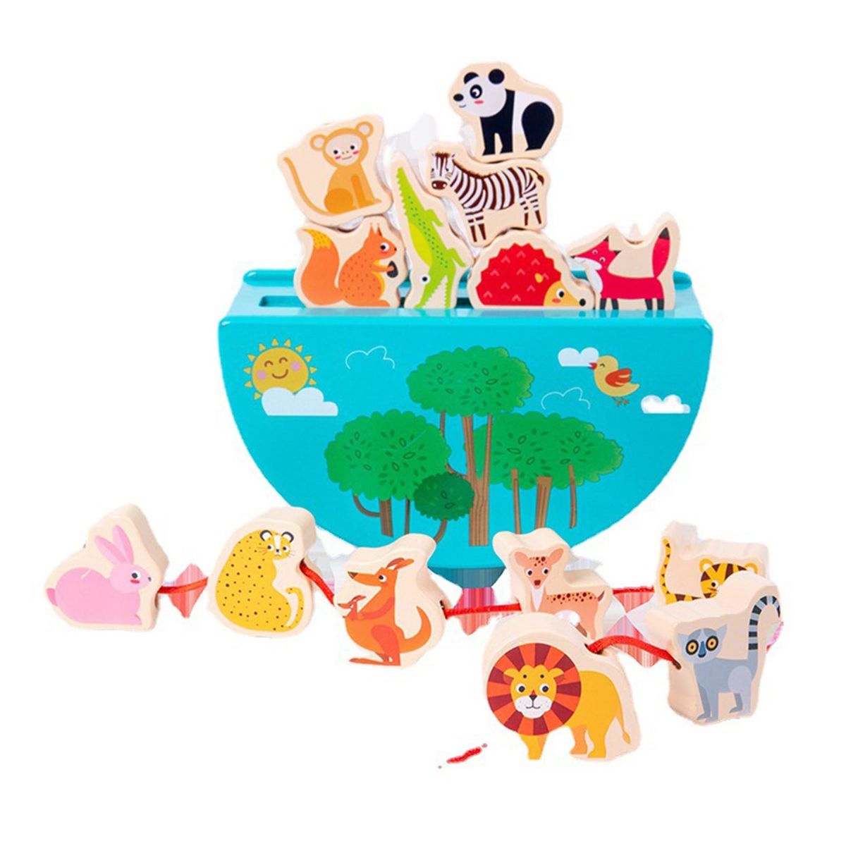 1 Set Animal Cognitive Toys Baby Stacking Toys with Animal Balance Puzzle