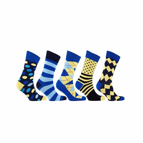 Men’s Luxury Colorful Dress Socks - 5-pairs - Pack 78