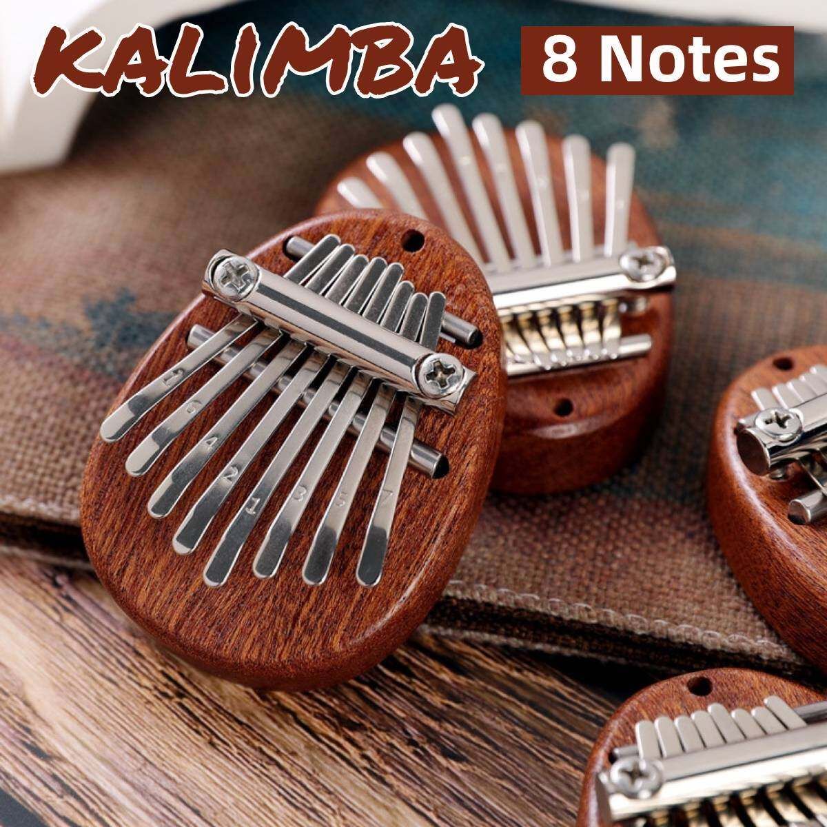 8 Keys Kalimba Thum Finger Piano For Beginner Practical Wood Muscial Instrument Mahogany With Scales Printed 7x5x1.7cm