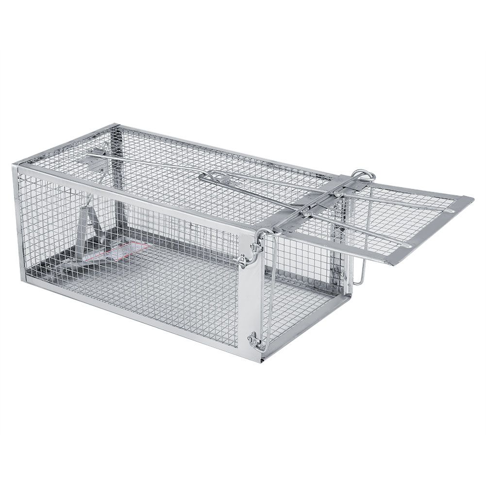 (Silver)26.2x14x11.4cm Silver Rat Trap Cage Small Live Anima