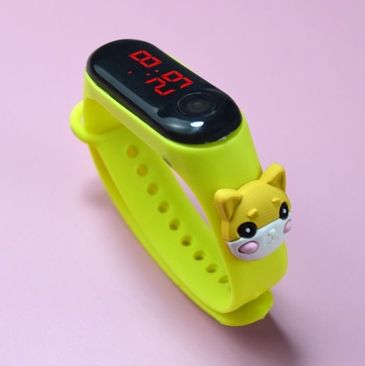Children's Electronic Watch Cartoon Doll, LED Cartoon Buttons, Yellow