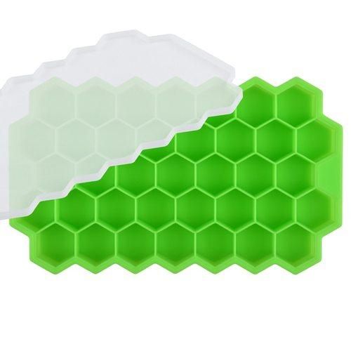 Creative 37 Cavity Honeycomb Ice Cube Maker Reusable Trays Silicone Ice Cube Mold BPA Free Ice Mould with Removable Lids