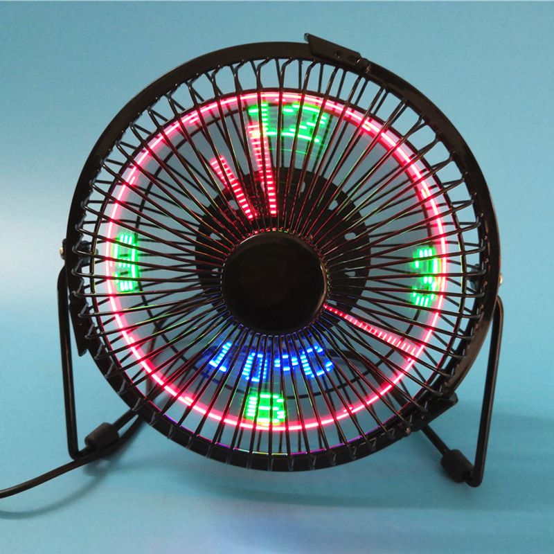 New 4 Inch Iron Art USB Small Fan With Temperature Clock