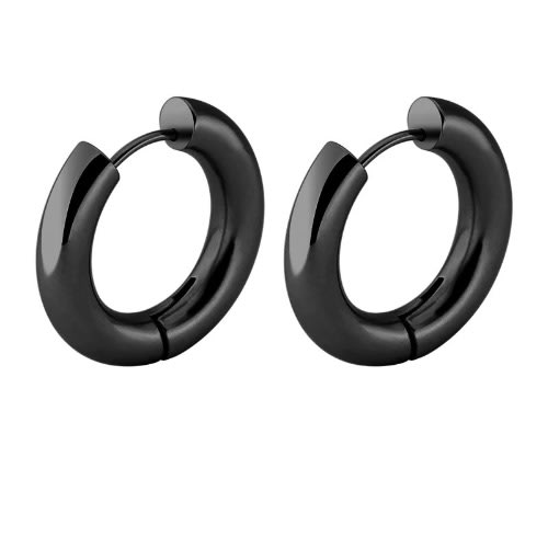 Men’s Hoop Punk Steel Earrings - Black