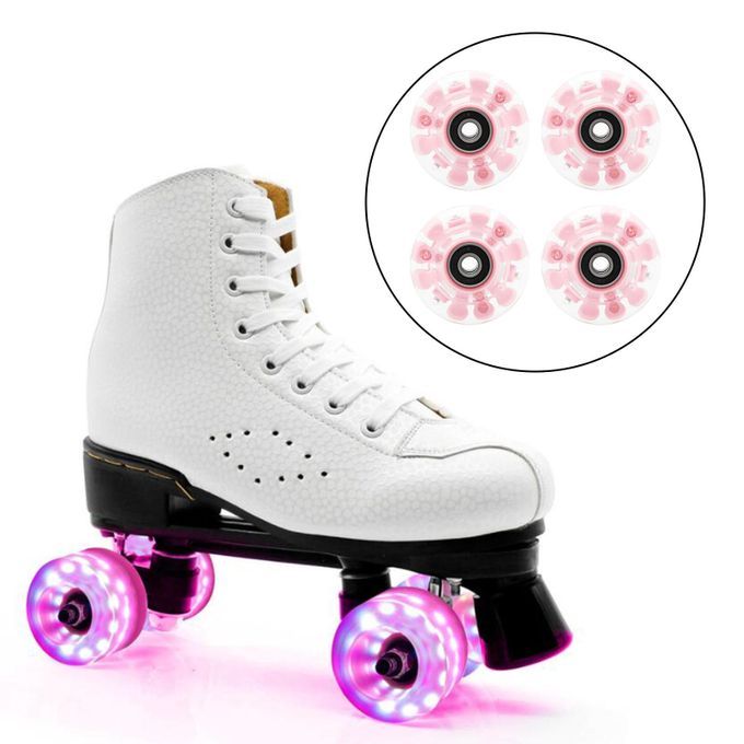 4 Pack Roller Skate Wheels, With Bearings Outdoor Luminous Six Pink