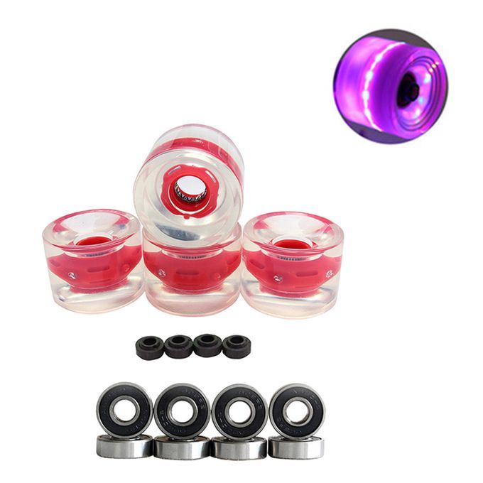 4PCS/Set Skateboard Wheels 70mm Glow Flash Light Up Longboard Red