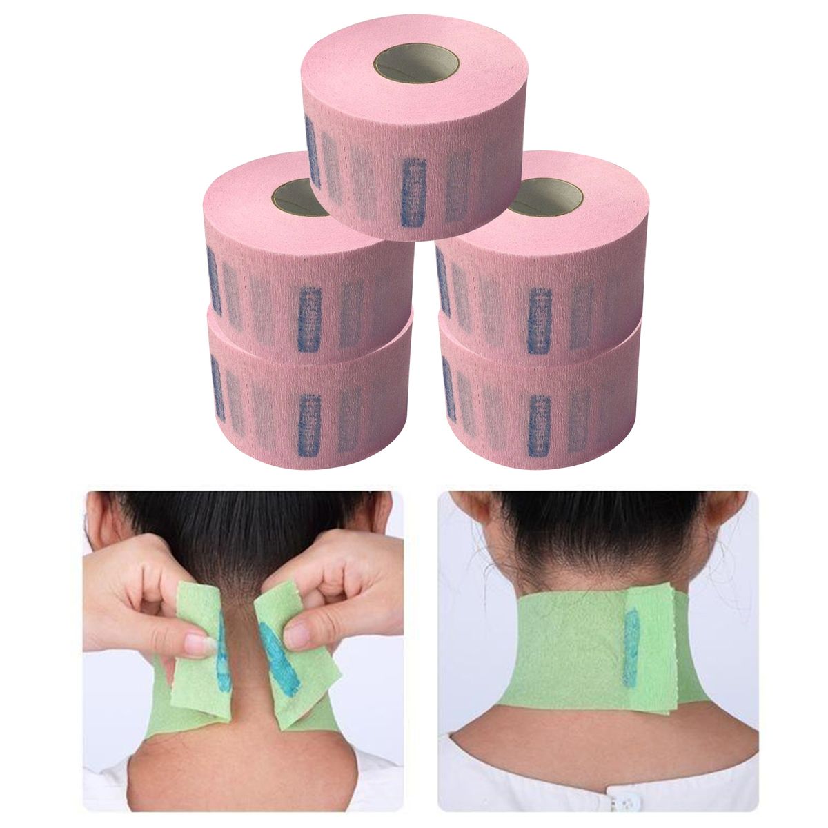 500pcs Stretchy Disposable Neck Paper Strips Barber Salon Pink