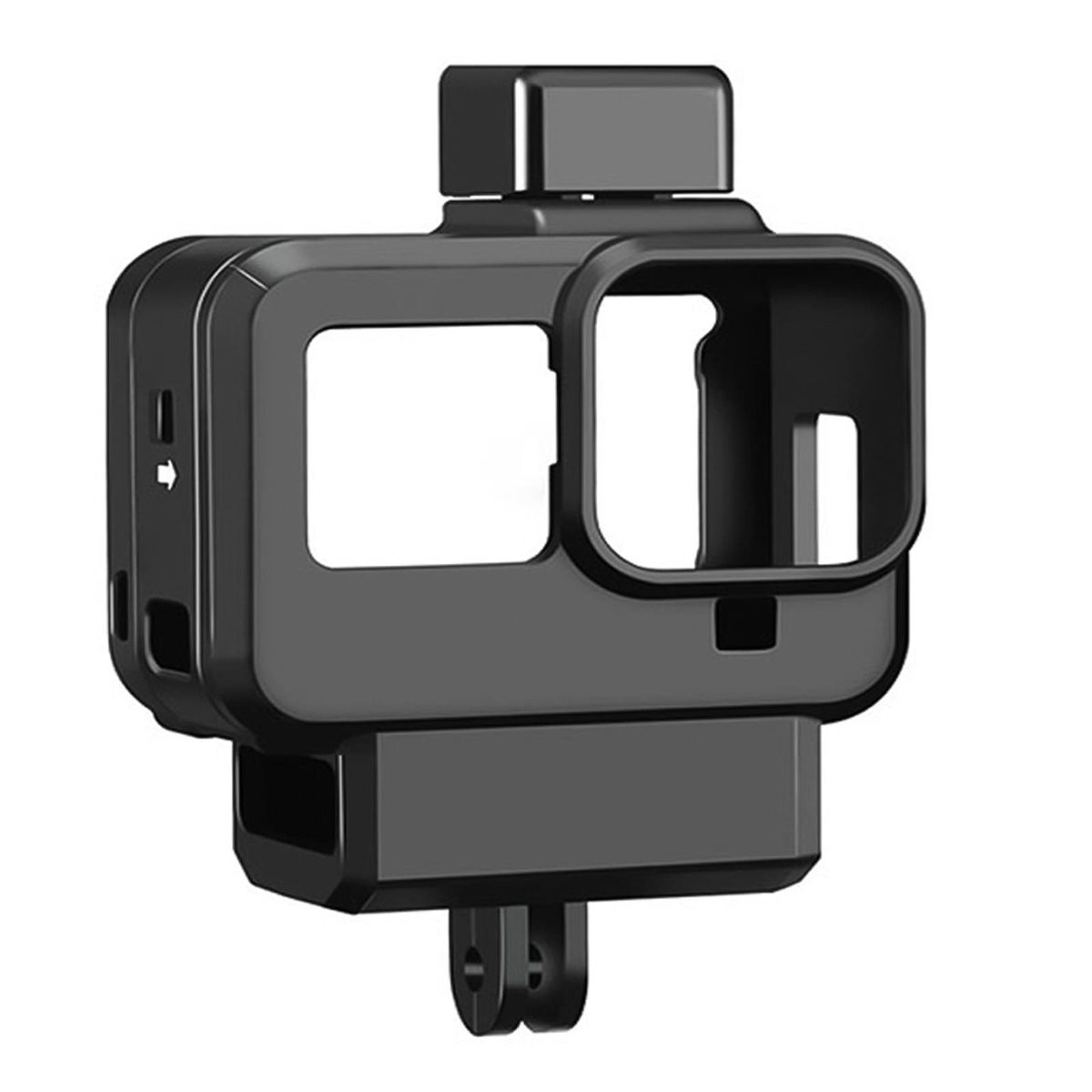 Plastic Cage Case Vlogging Protection Frame with Microphone Cold Shoe Mount and Lens Filter Adapter Action Camera Vlog Accessories Compatible with GoPro 8