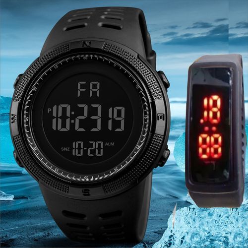 Chronograph Digital & Analog Sports Watch + Free LED Watch