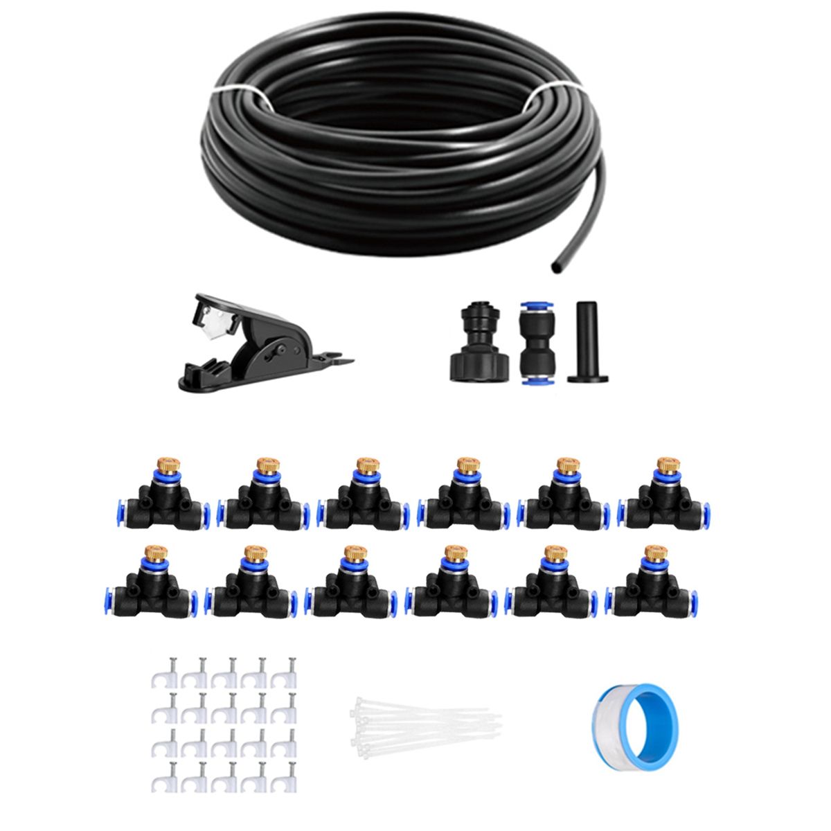 Misting Cooling System DIY 33 FT10M Misting Line 12Brass Mist Nozzles for Patio Waterpark Garden Trampoline