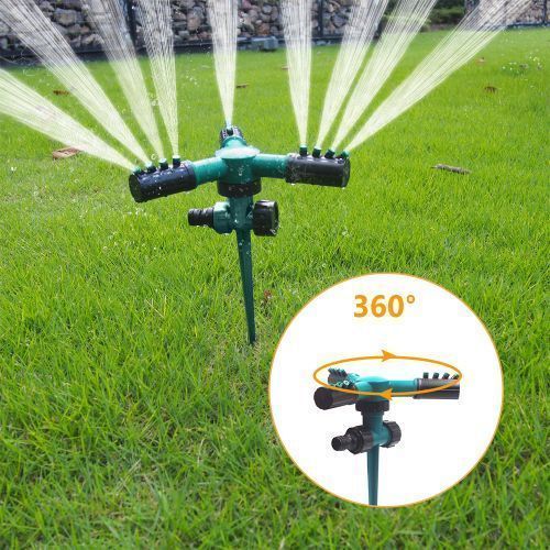 Adjustable 3 Nozzles 360 Degrees Rotating Garden Sprinklers Water Saving Atomizing Irrigation