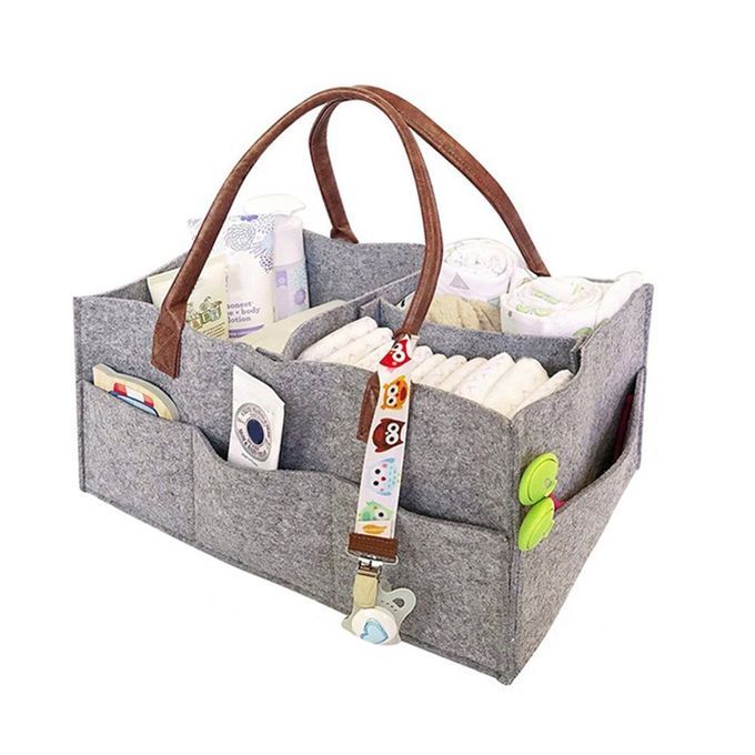 Portable Non-woven Cloth Mummy Bag Bladder Multi-functional Diaper Stack-gray-