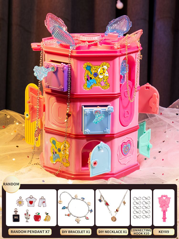 Girl Music Makeup Treasure Box Set Kids Lightting Necklace Cosmetics Princess