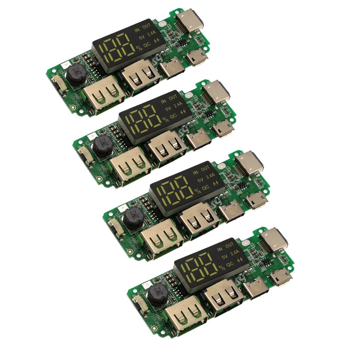 4x Charger Module LED Display Charging Boards Dual USB 5V 2.4A