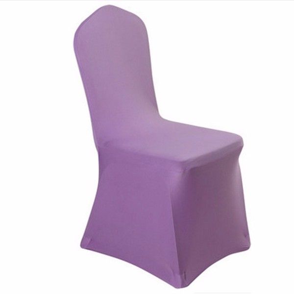 Hotel Hotel Chair Wedding Wedding Solid Thick White Stretch High-end Banquet Chair Cover Light Purple