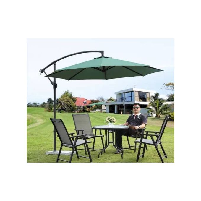 Garden Umbrella Cantilever Support With Marble Base- Green