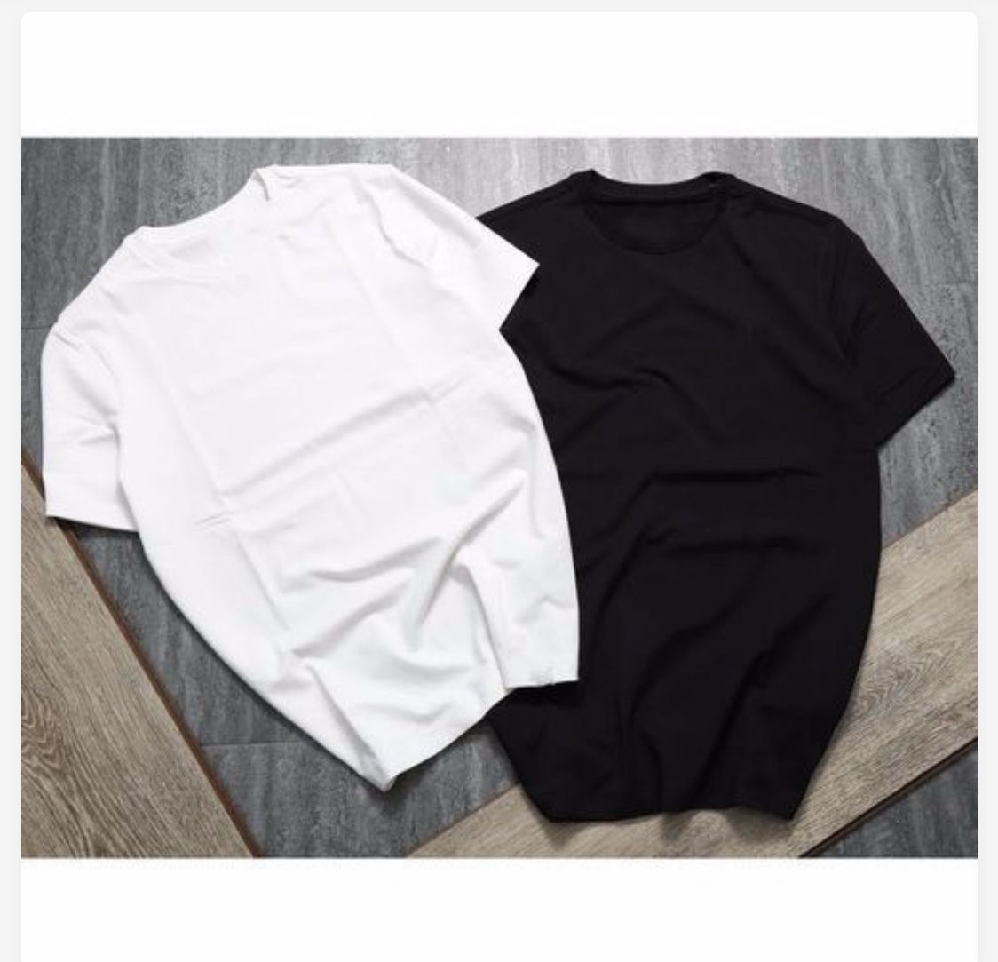 High Quality Two  Unisex Plain Black And WhiteRound Neck Polo