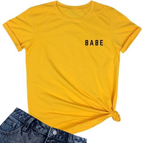 Babe Ladies Quality Printed Roundneck Polo T-shirt - Yellow