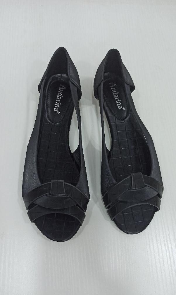 Women Black Low Wedge Open Toe Shoe