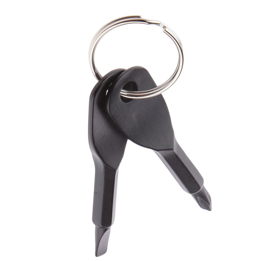 Black 2 Keys Stainless Steel Screwdriver Keychain Outdoor Sport Pocket