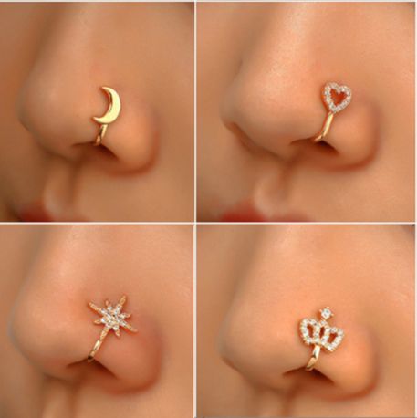4 Non-Piercing Nose Ring Jewelry Nose Hoop Ring No Piercing Clip On