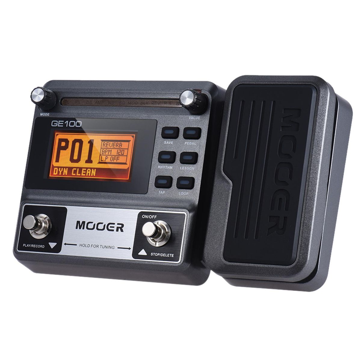 MOOER GE100 Guitar Multi-effects Processor Effect Pedal with Loop Recording(180 Seconds) Tuning Tap Tempo Rhythm Setting Scale & Chord Lesson Functions