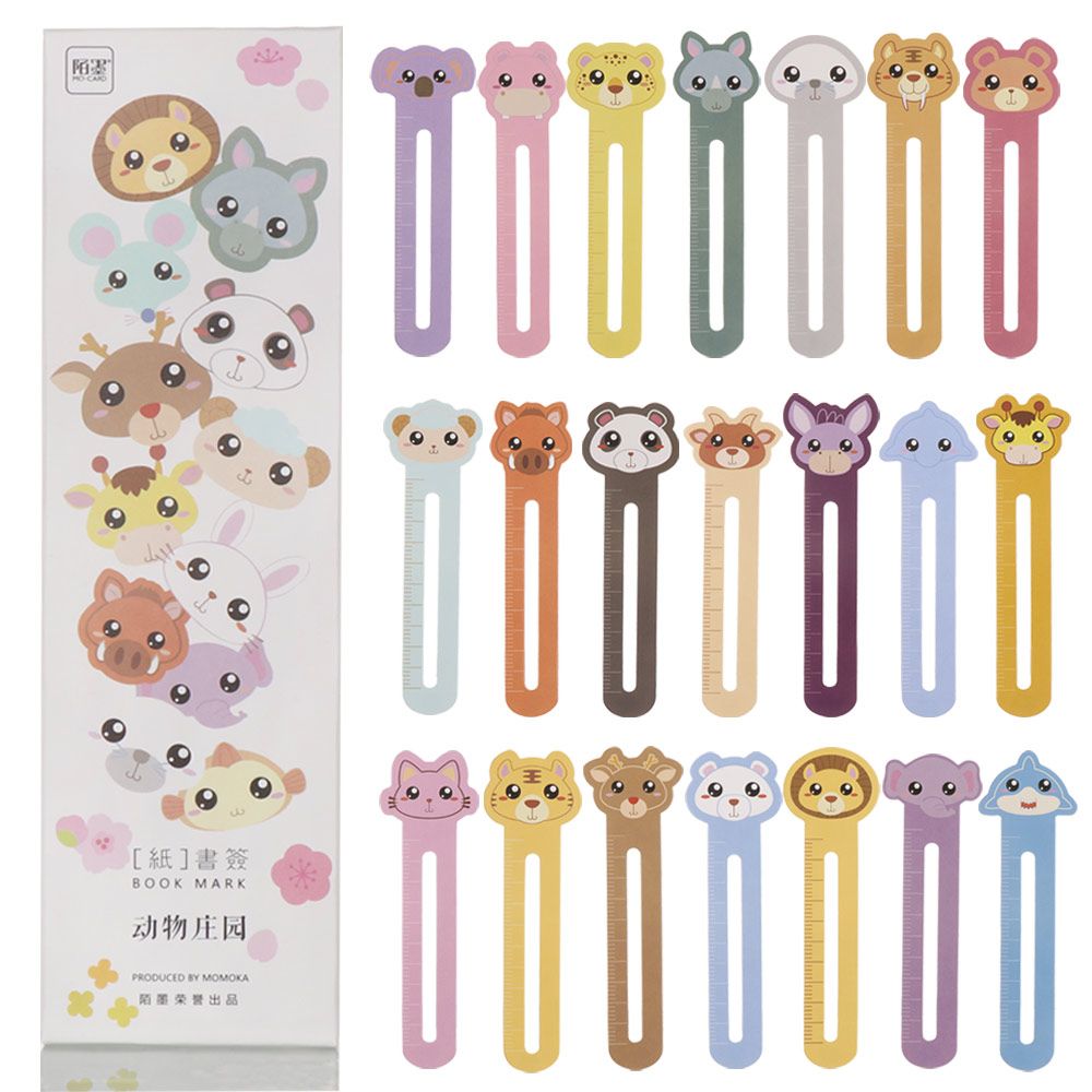 30 Pcs/box Cute Animal Bookmark Mini Paper Ruler Books Card