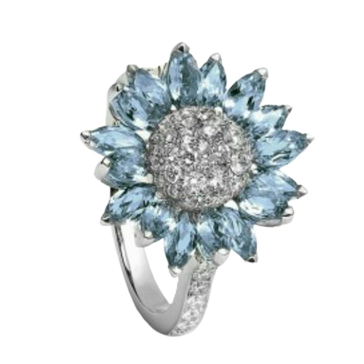 Proposal Ring Women Sunflower Shape Engagement Ring Jewelry