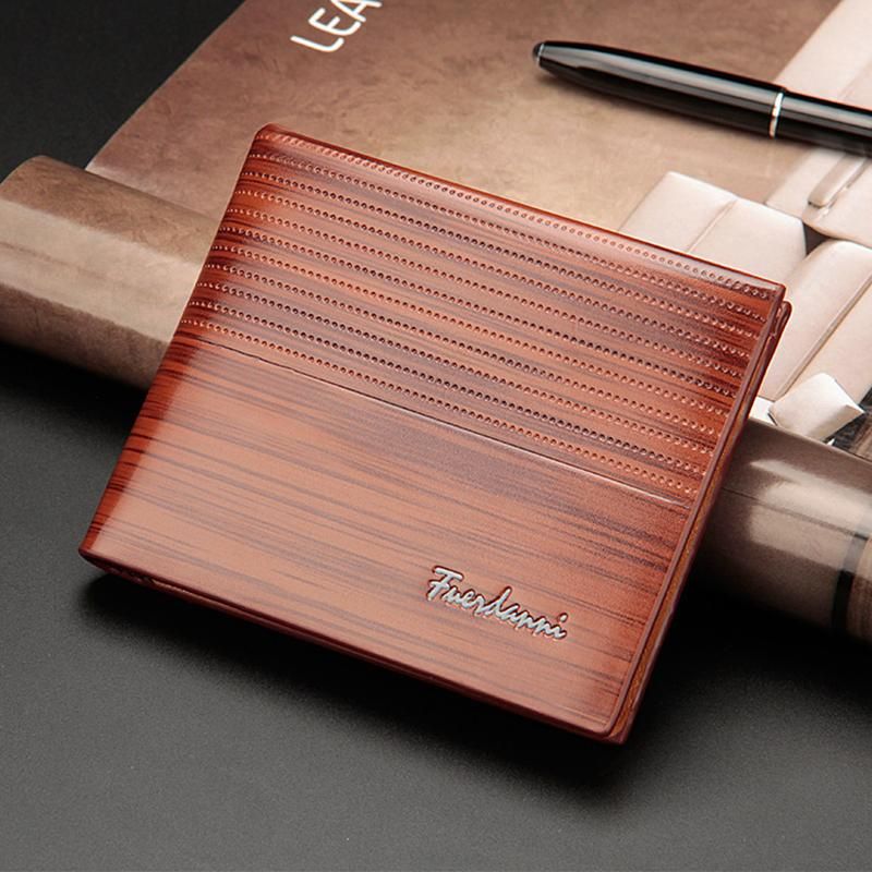 Men Bifold Wallet PU Leather Card Holder Minimalist Solid Casual Mini Money Clip