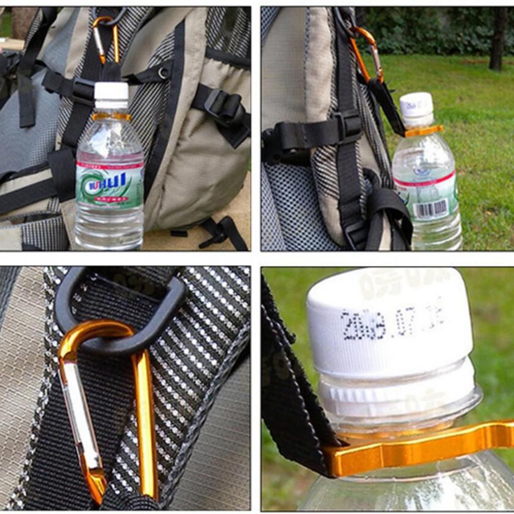 Water Bottle Holder, Aluminum Alloy Hook Belt Clip - Hanging Gold