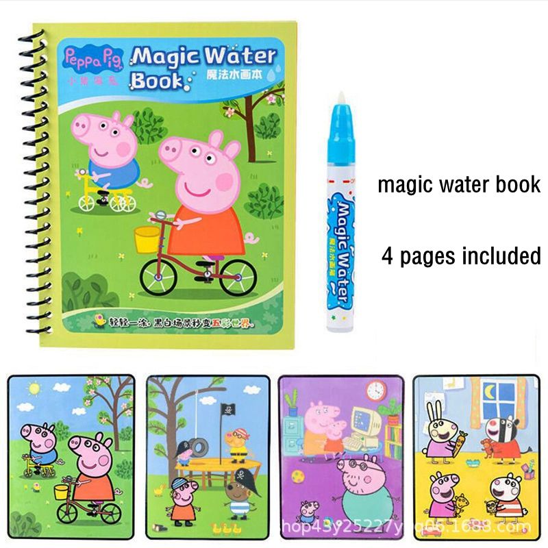 Peppa Pig Baby Puzzle Coloring Magic Painting This Kindergarten Repeated Graffiti Painting Book Picture Album Children's Toys Set A
