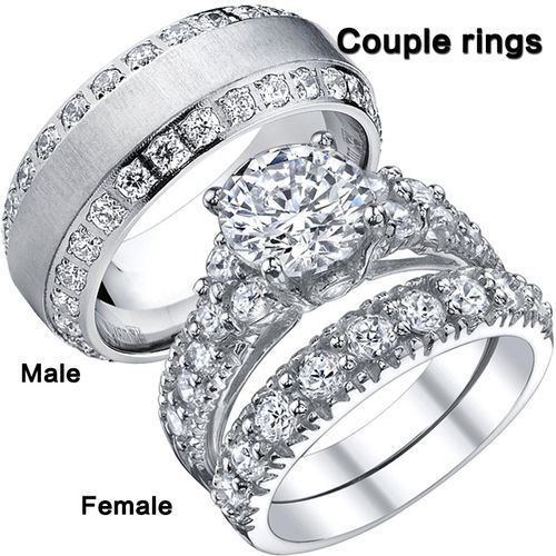 Wedding Ring Set Heart Diamond For Couple
