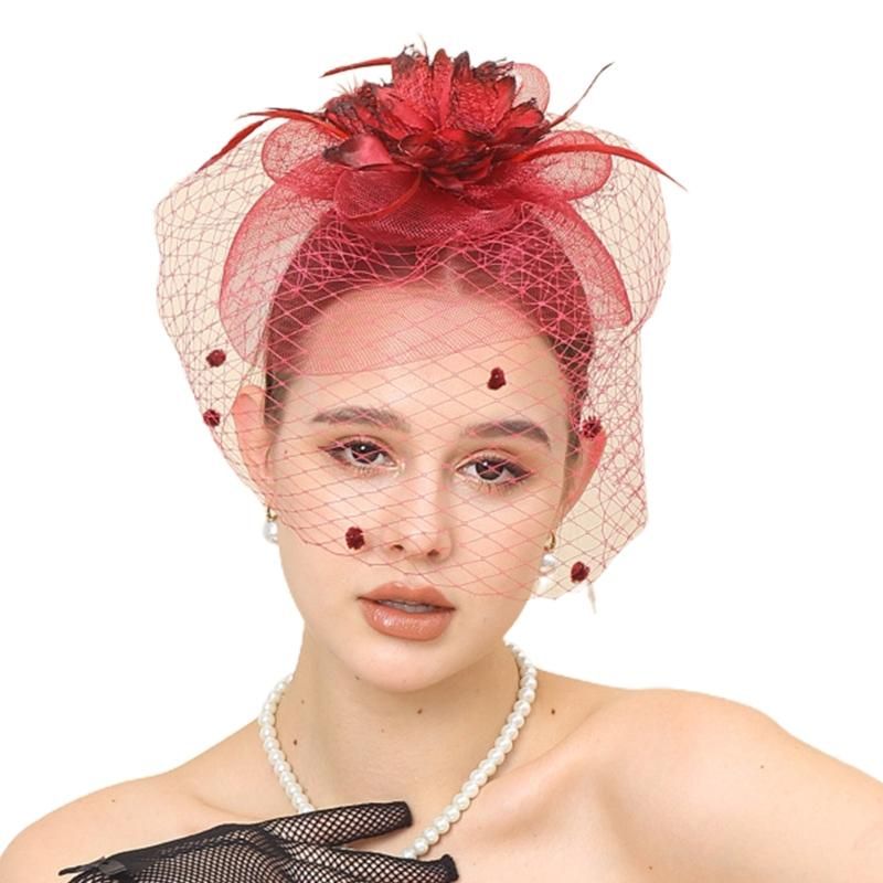 Fascinators Hair Clip Headband Pillbox Hat Bowler Feather Veil Wedding Party Hair Clip tail Tea Party Headwear Headdress