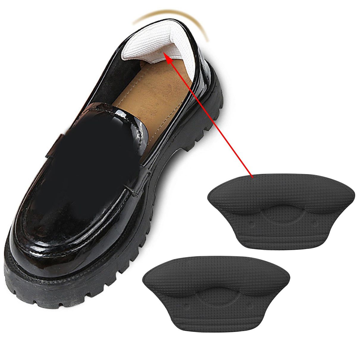 Heel Cushion Pads Liners Shoe Grips Patch Insert No Slip Black 9mm
