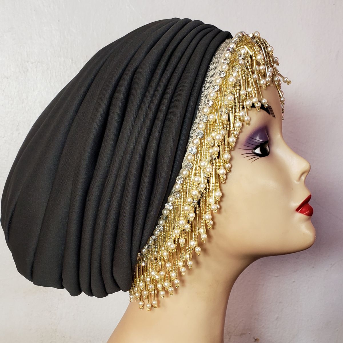 BLACK TURBAN CAP