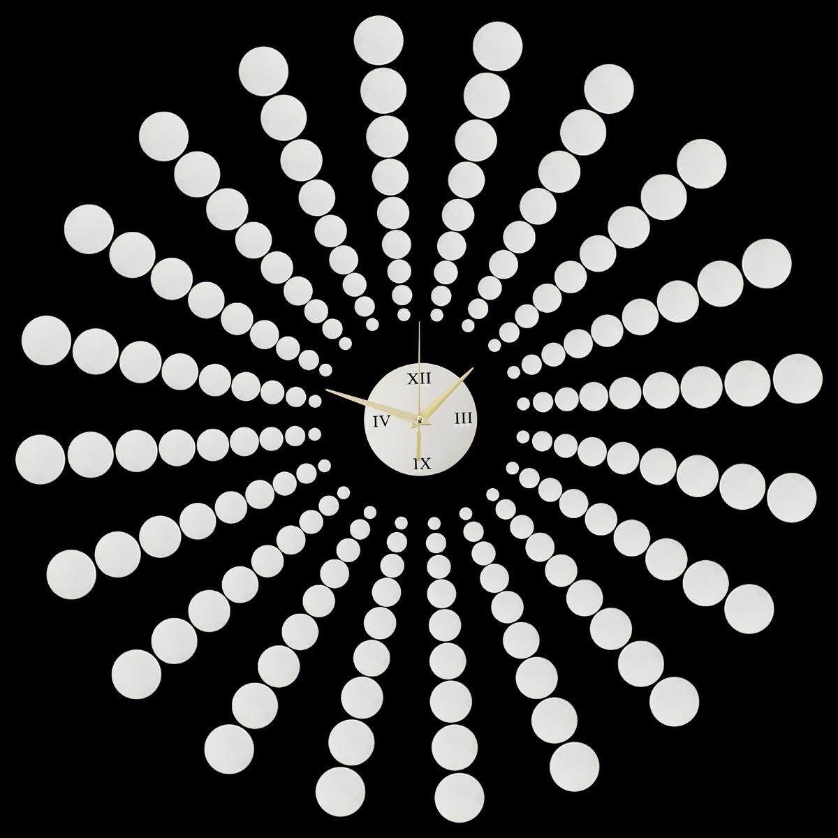Modern 3D Peacock Dot DIY Mirror Wall Sticker Clock Home Decoration Excellent Silver PS Small