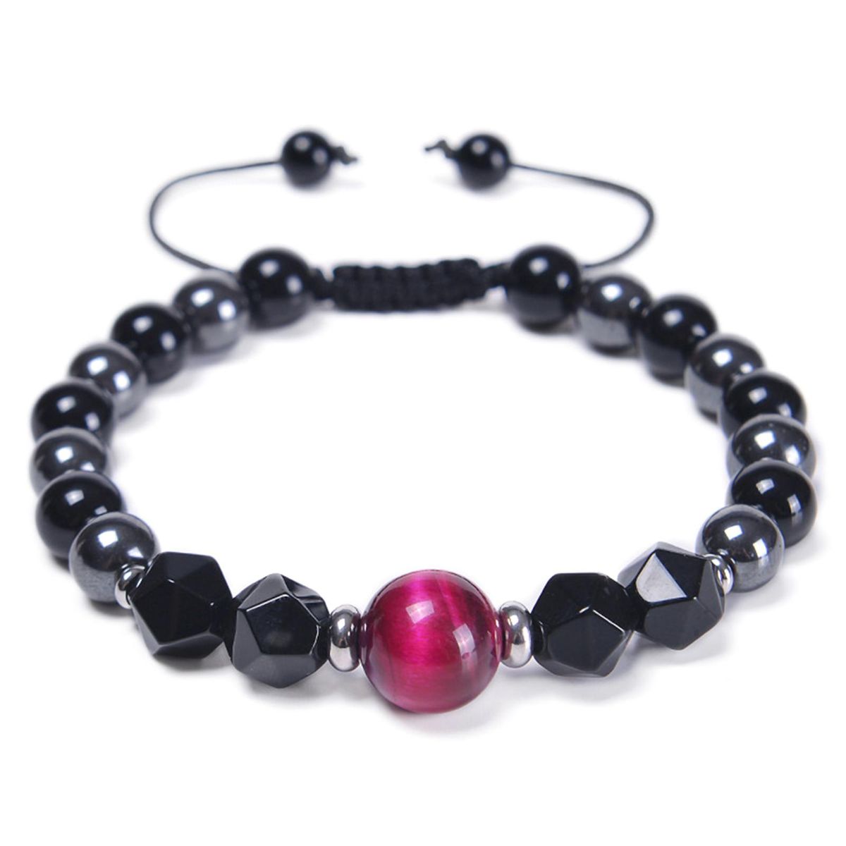 Natural Stone Healing Bracelet Adjustable Braided Rope Tiger Eye Black Magnet Crystal Bracelet Gemstone Jewelry Accessory