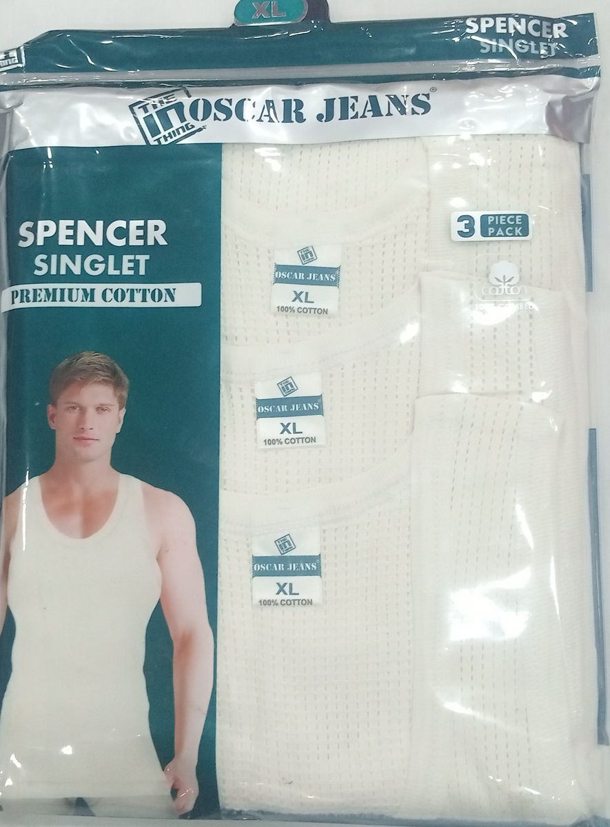 Spencer Premium 3 In 1 Men's White Singlets - XL