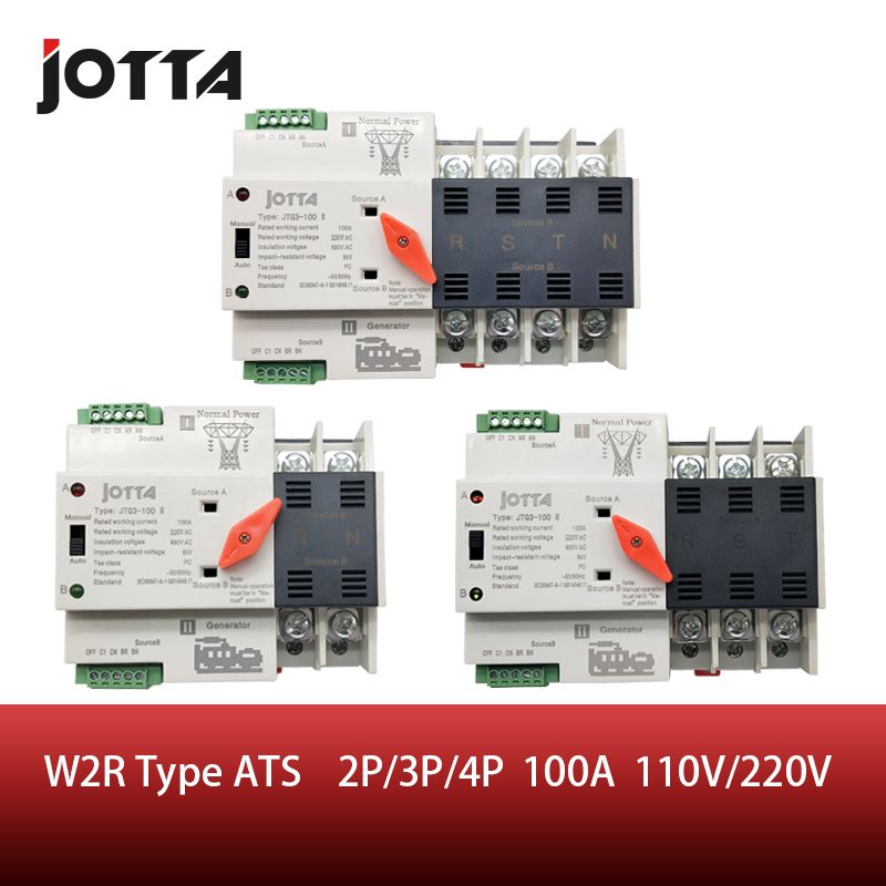 Jotta W2R-2P 3P 4P 100A 110V 220V Mini ATS Automatic