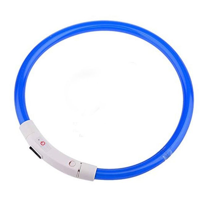 Dog  Ollar USB Re Hargeable Light-emitting Pet  Ollar TPU Dog Safety Light-blue-35CM
