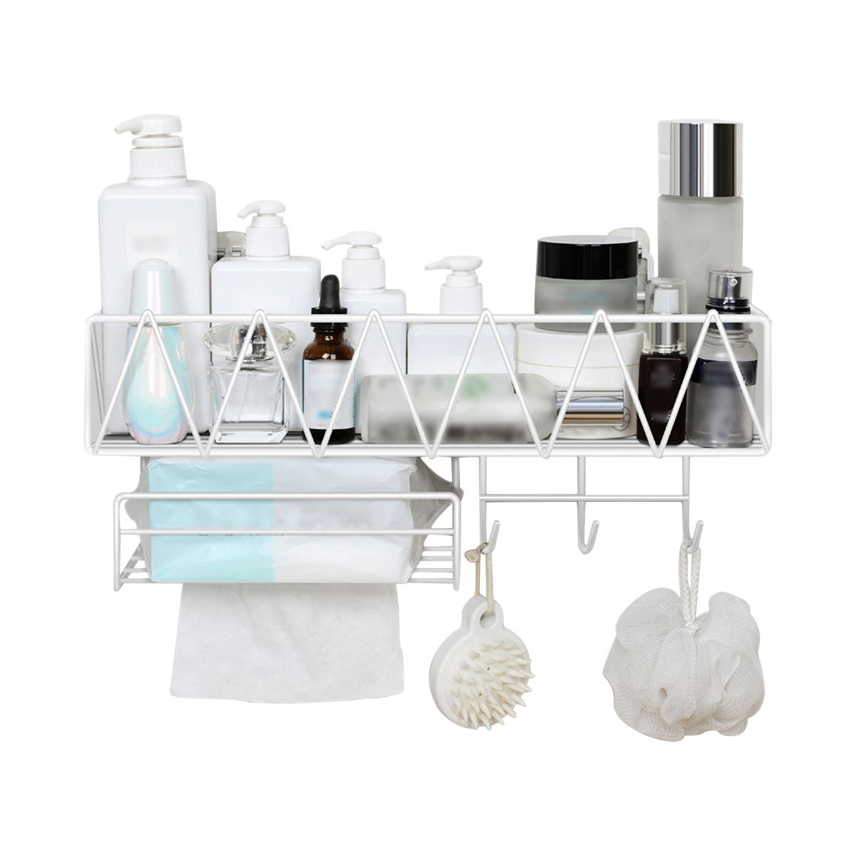 Shower Caddy With Face Towel Rack 3 Hooks Bathroom Shelf
