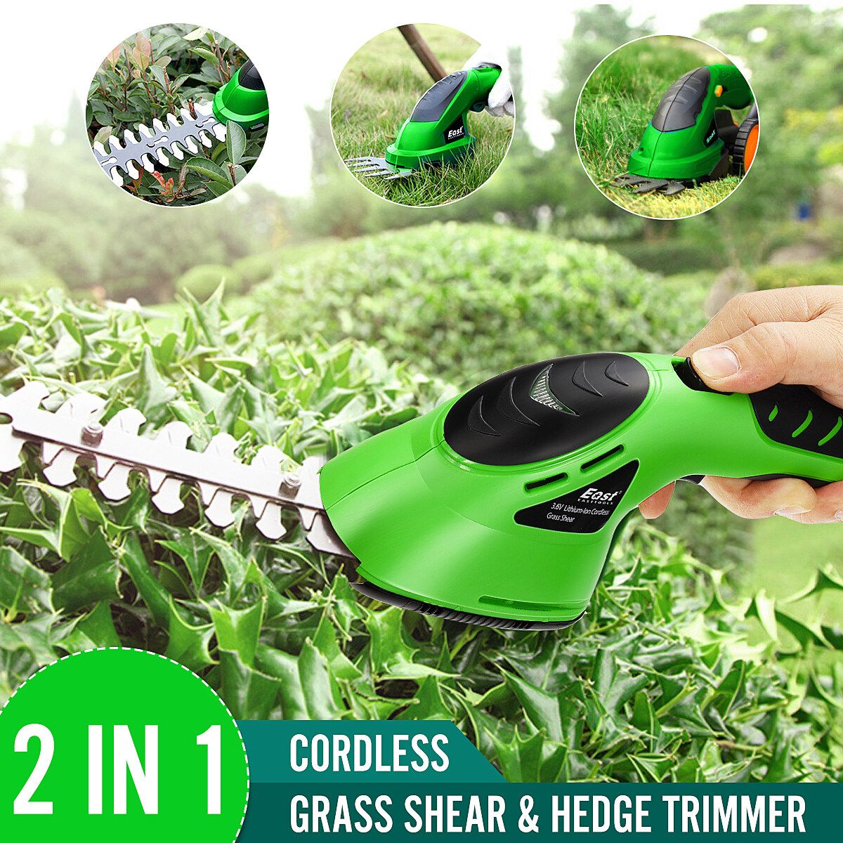 2 In 1 Rechargeable Cordless Grass Shear Lawn Mower Garden Pruning Hedge Trimmer US