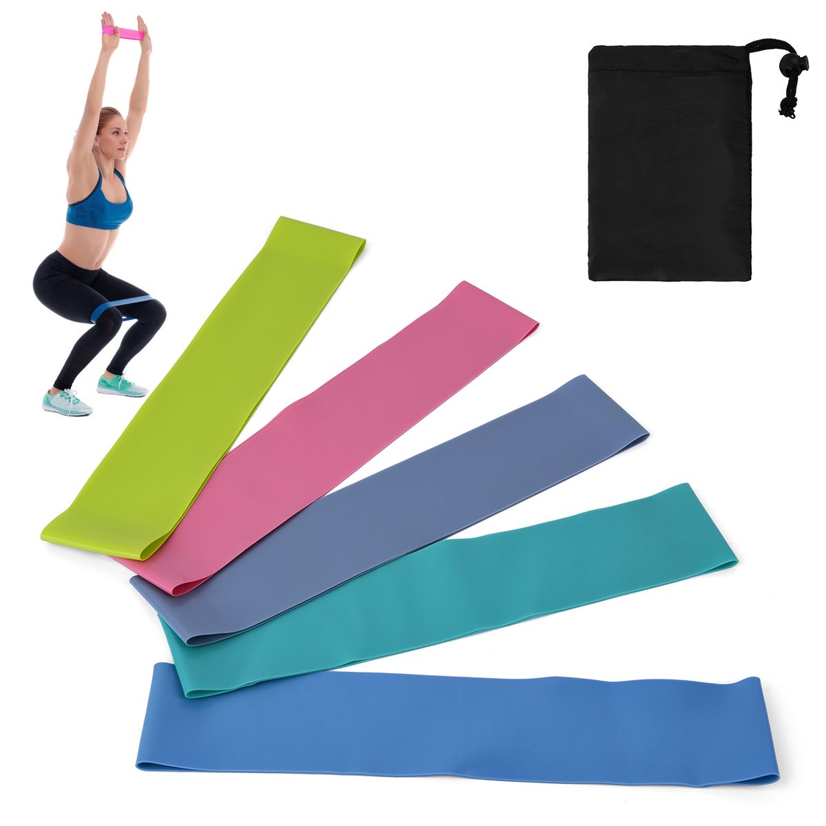 5 PCS Resistance Loop Bands With Storage Bag Elastic Band
