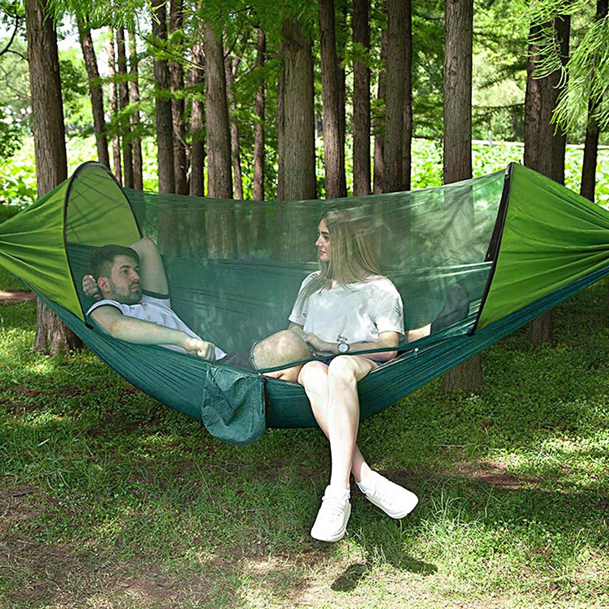 Anti-Mosquito Net Hammock Camping Garden Hammock with Anti-mosquito Net Green