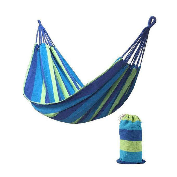 280*80cm 2 Persons Striped Hammock Outdoor Leisure Bed Thickened Hanging Blue