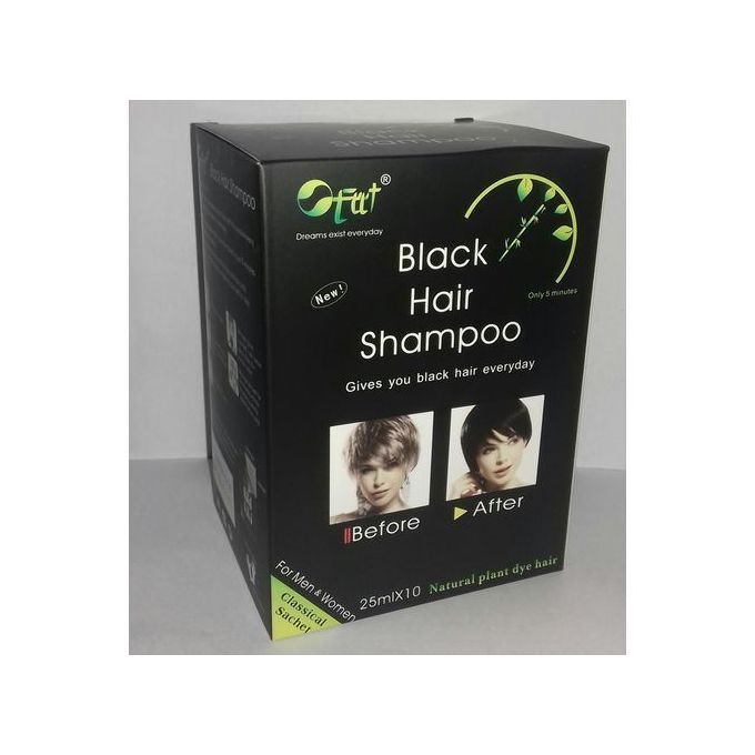 Black & Shiny Hair Herbal Dye Shampoo For Unisex 3in1 Pack