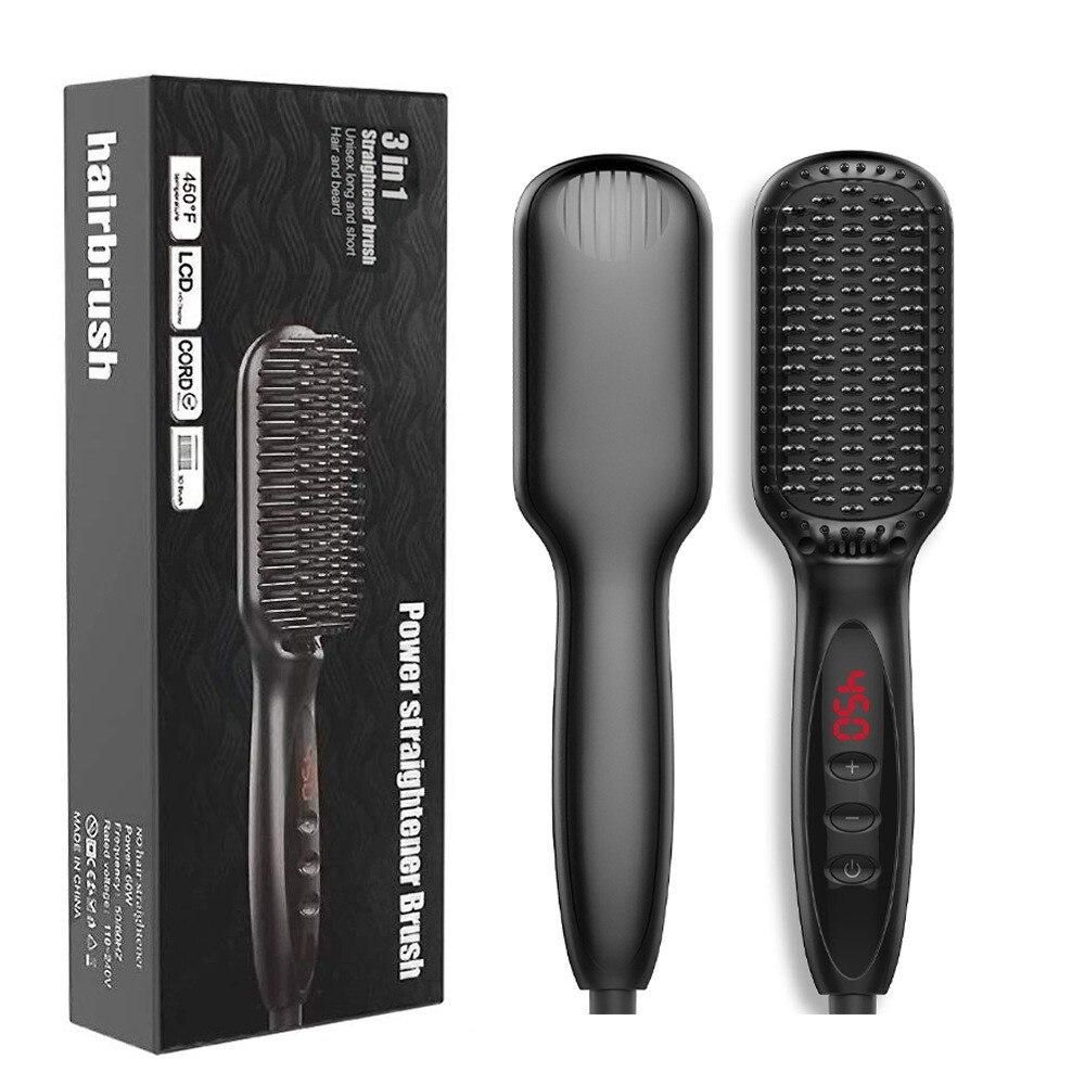 Beard Hot Air Comb Newest Electric Straight and Curling Comb Men Beard Comb Hair Styling Tool Wet and Dry Straightening Comb