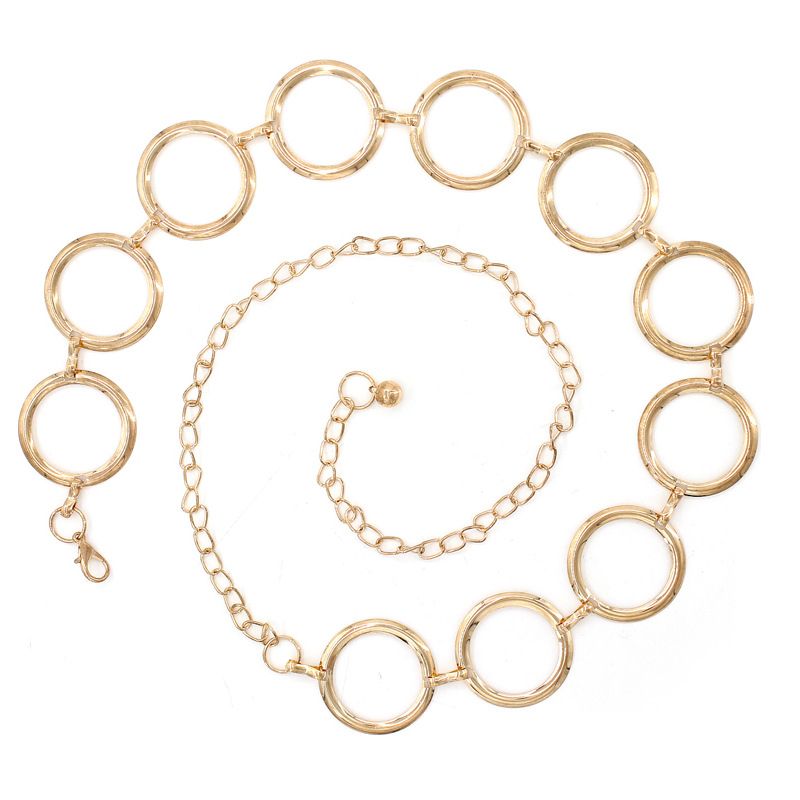 (gold)Fashion Elegant Gold Waist Chain Ladies Designer Metal Large Circle Ring Dress Decorativ XXM