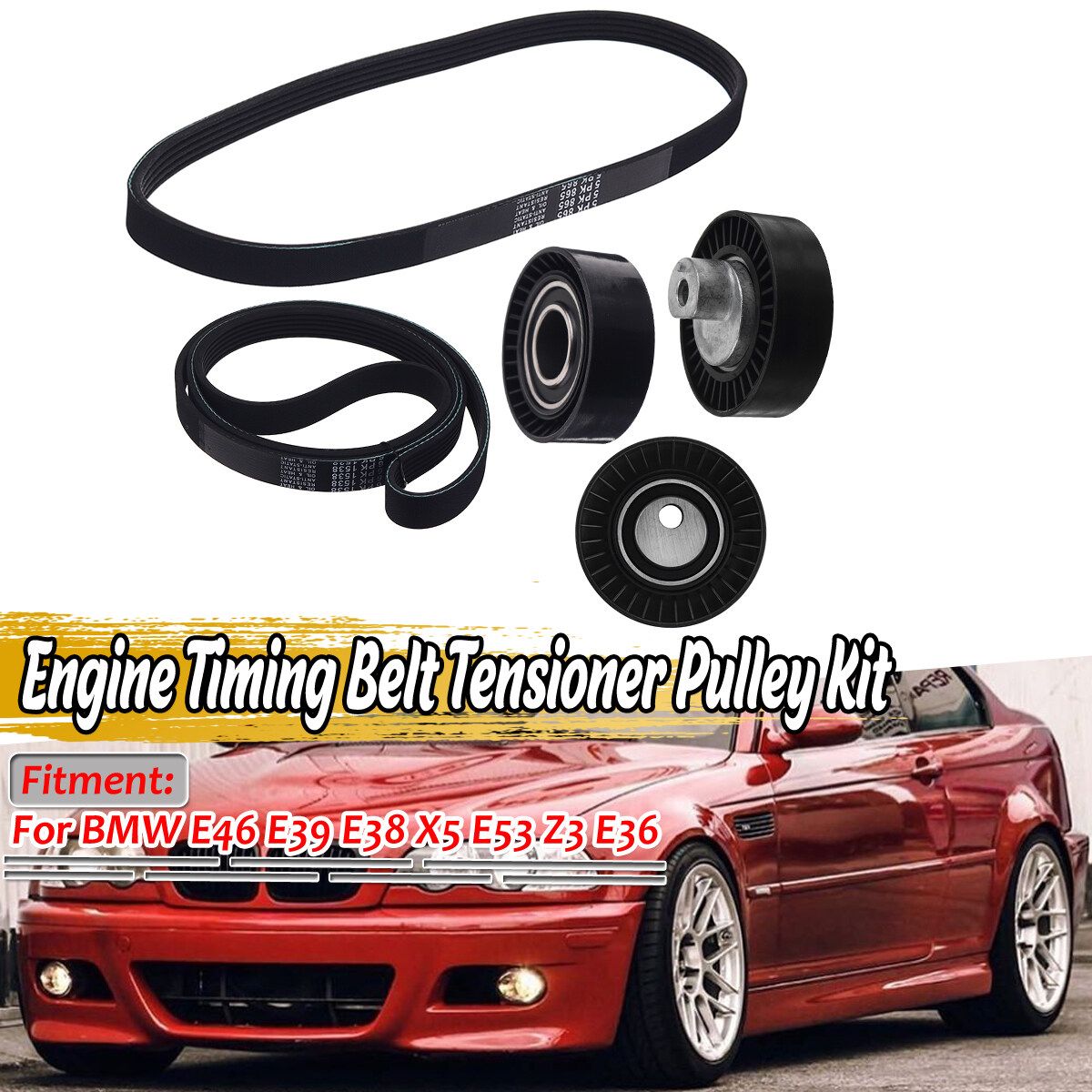 Engine Timing Belt Tensioner Pulley Kit For BMW E46 E39 E38 X5 E53 Z3 3 5 Series